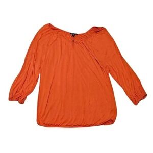 Lauren Ralph Lauren Tunic Top Women XL Orange Blouse Long Sleeve Lightweight